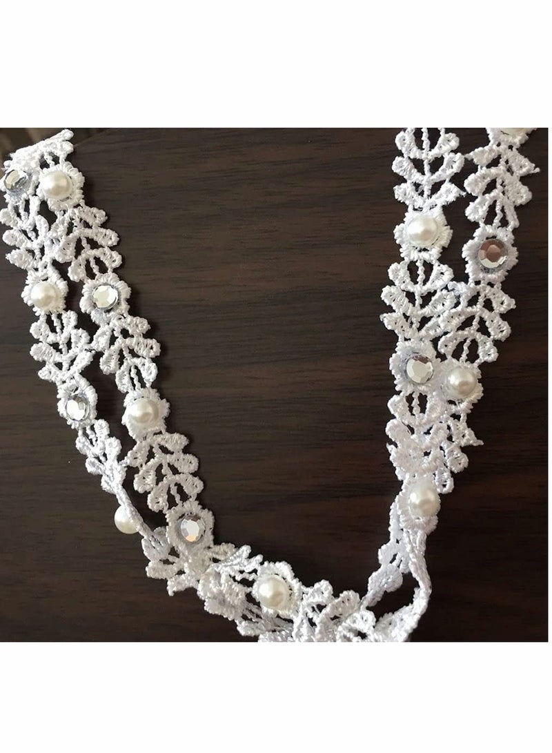 2Pcs Baby Girl Soft Cotton Lace Headbands - Super Elastic Turban Hair Accessories Set in Pink & White for Infants - Image 5