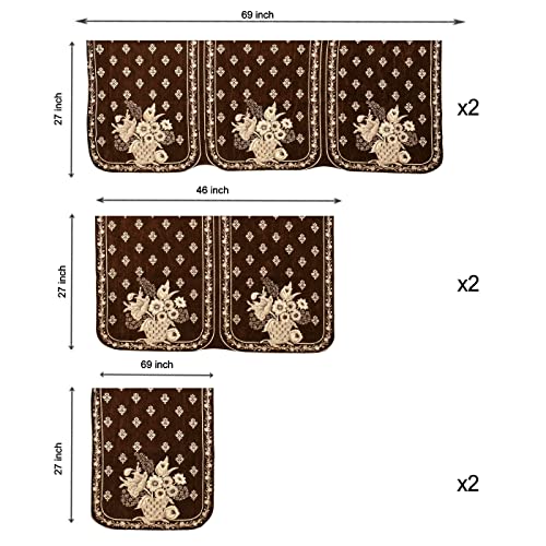 SAWNA HOMES L Shape 7 Seater Velvet Sofa Cover Set with Coushions Cover | Printed Back Covers with Ties | Anti-Slip Royal Look Sofa Protector for 3,2,1 Seater Sofa for Living Room (11 Pcs, Coffee) - Image 3