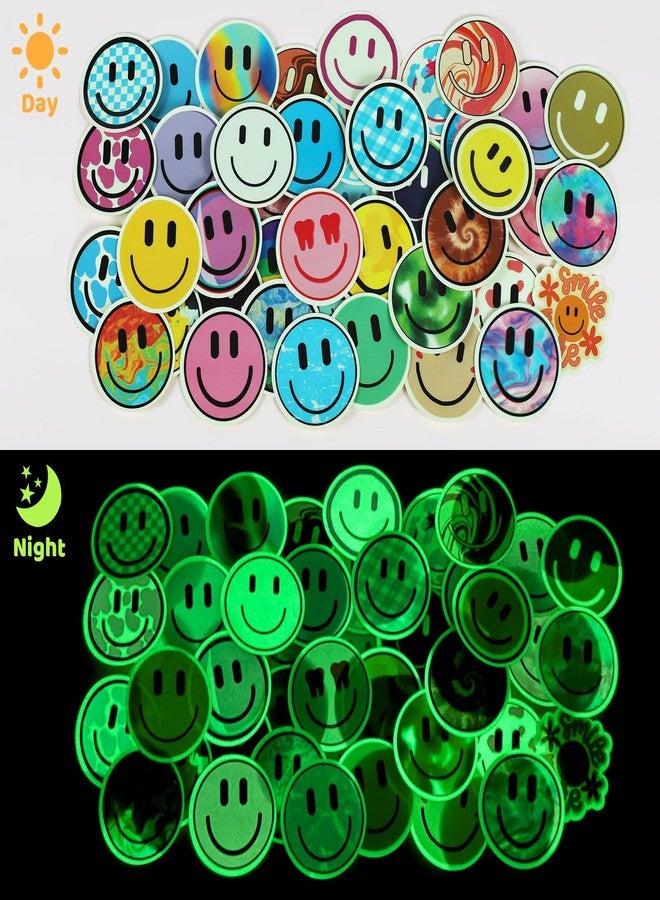Wercokt 50PCS Smiling Glow in The Dark Stickers, Cute Water Bottle Stickers for Kids, for Teaching Rewards, Notebooks, Stationery, Luggage, Cartoon PVC Happy Stickers - Image 5