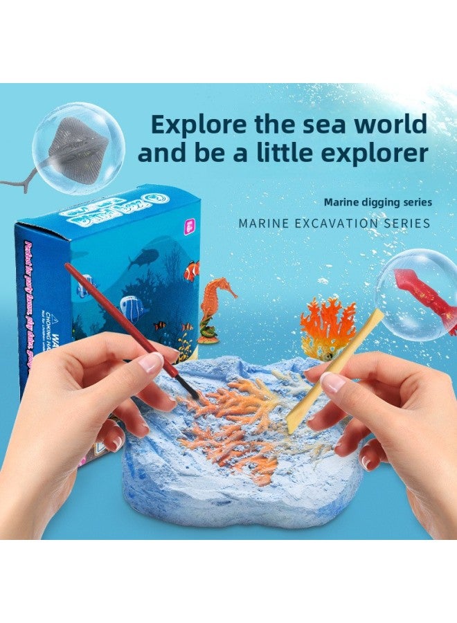 DIY Marine Creatures Children's Handmade Toys Creative Ocean World Twelve Animal Digging Toys-Color:Archaeological Marine Patch (Set Of 12)-Specifications:Archaeological Marine Animal Guess Box Small Clods (12 Sets)  - Image 2