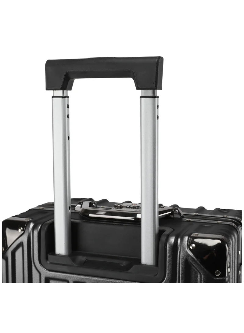 Cabinpro Black Lightweight Aluminum Frame Fashion Luggage Trolley Polycarbonate Hard Case Large Checked Luggage Suitcase with 4 Quite 360 Degree Double Spinner Wheels CP001 Black  | Best Price UAE