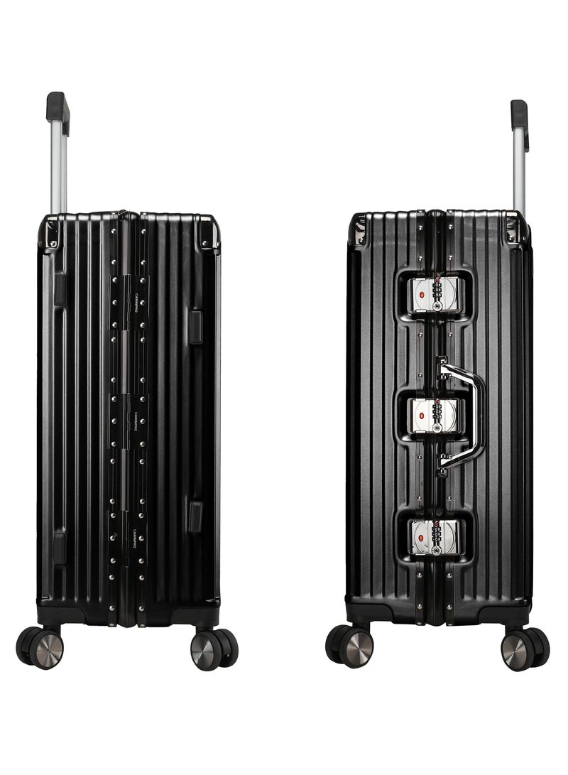 كابينبرو حقيبة سفر بعجلات دوارة مزدوجة من البولي كربونات خفيفة الوزن بإطار ألومنيوم أسود - Image 5