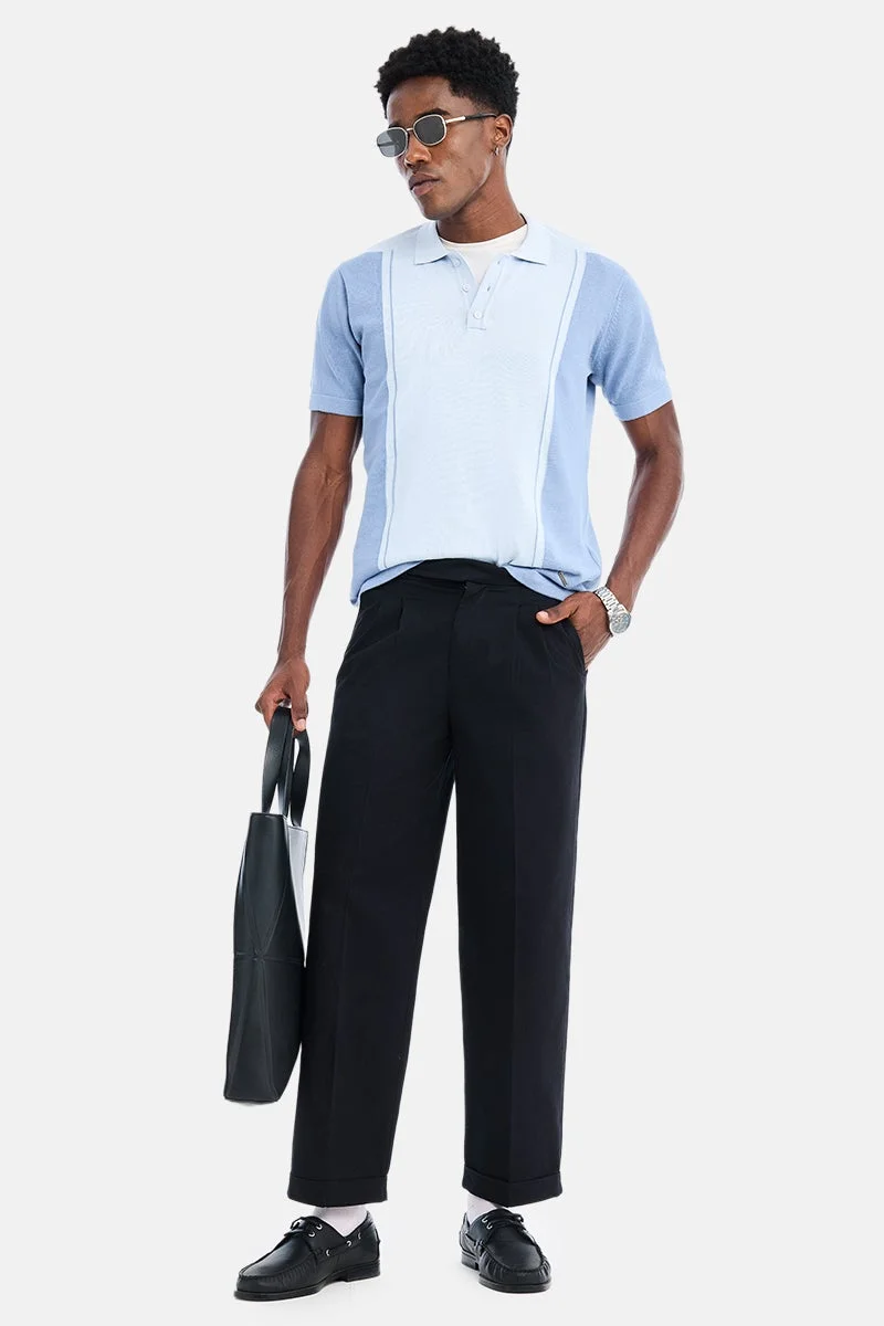 SNITCH Light Blue Colour Blocked Half Sleeve Regular Fit Casual T-Shirt