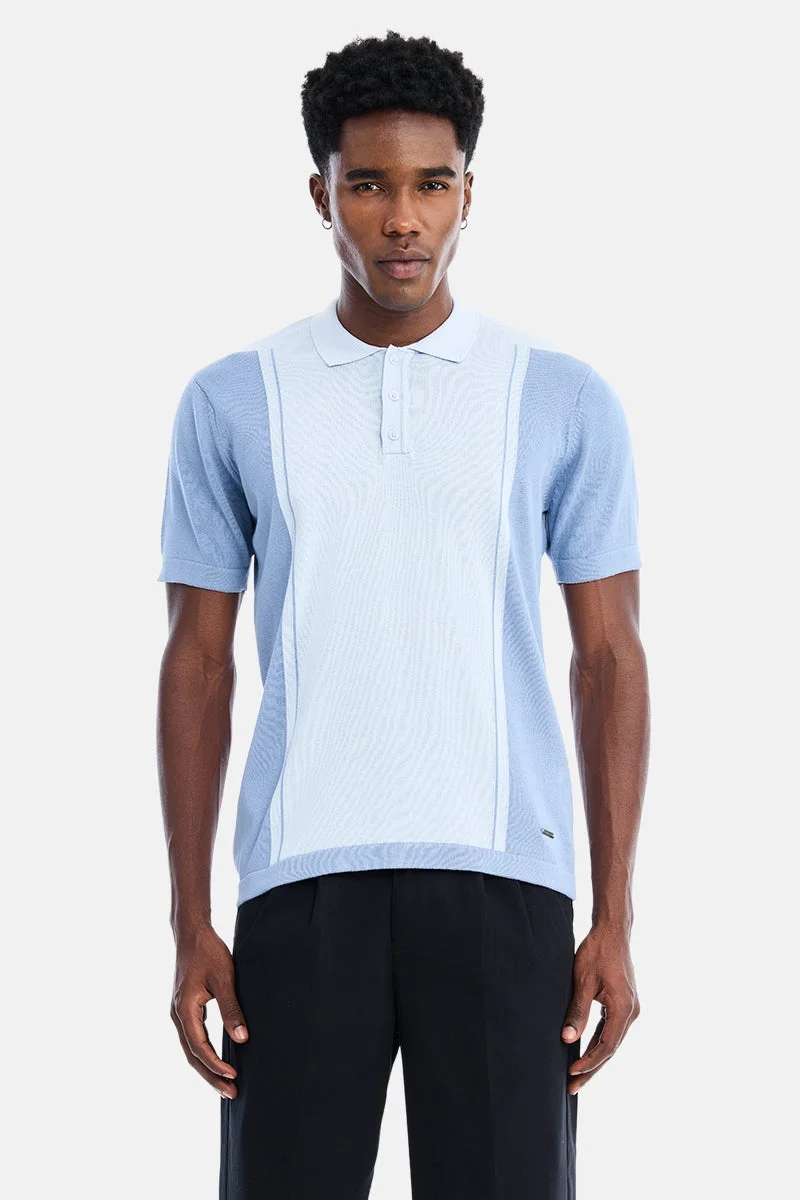 SNITCH Light Blue Colour Blocked Half Sleeve Regular Fit Casual T-Shirt