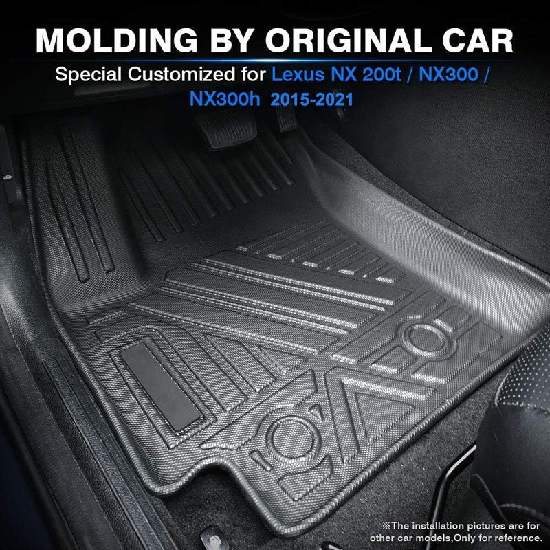 KUST All Weather Floor Mats for 2015-2021 Lexus NX300/NX300h/NX200t - Non-Slip Black Liners - Image 4