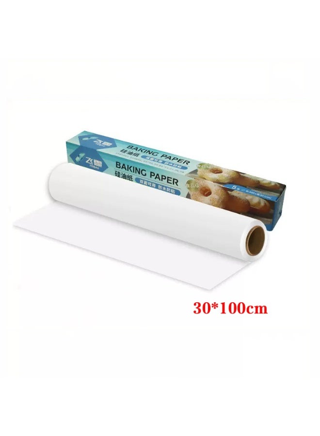 Sunspire Baking silicone oil paper white 100*30cm, air fryer paper special oil blotting roll paper, oven food mat tray, Eid gift dessert making, suitable for family gatherings, festive parties, kitchen and bakery  - Image 1