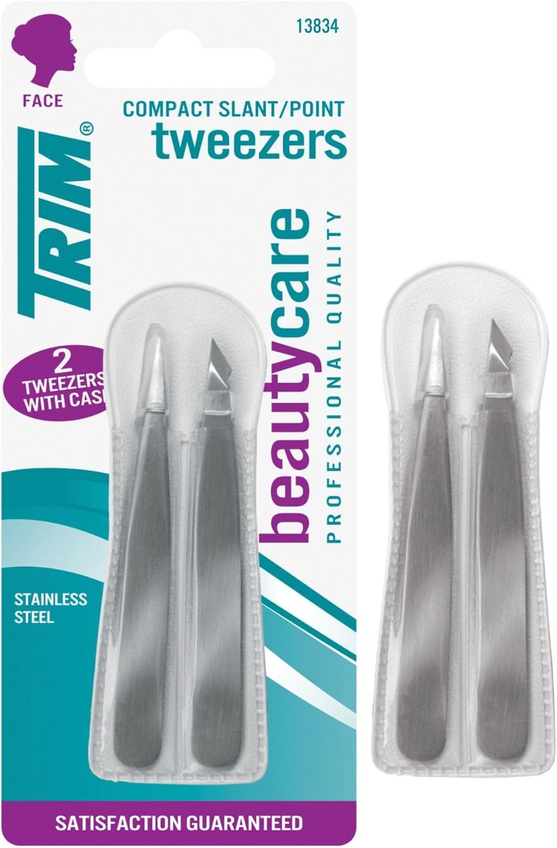 Trim Beautycare Mini Slant/Point Tweezers Set - 3 Piece Stainless Steel - Image 1