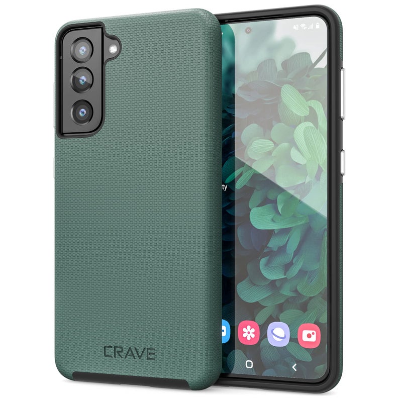 Crave for Galaxy S21 Case, Shockproof Protection Dual Layer Case for Samsung Galaxy S21 5G (6.2 inch) - Forest Green - Image 1