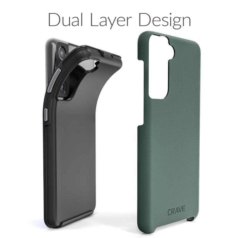 Crave for Galaxy S21 Case, Shockproof Protection Dual Layer Case for Samsung Galaxy S21 5G (6.2 inch) - Forest Green - Image 4