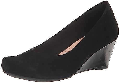 Clarks Women's Flores Tulip Pump, Black Combi Suede, 7 - Image 1