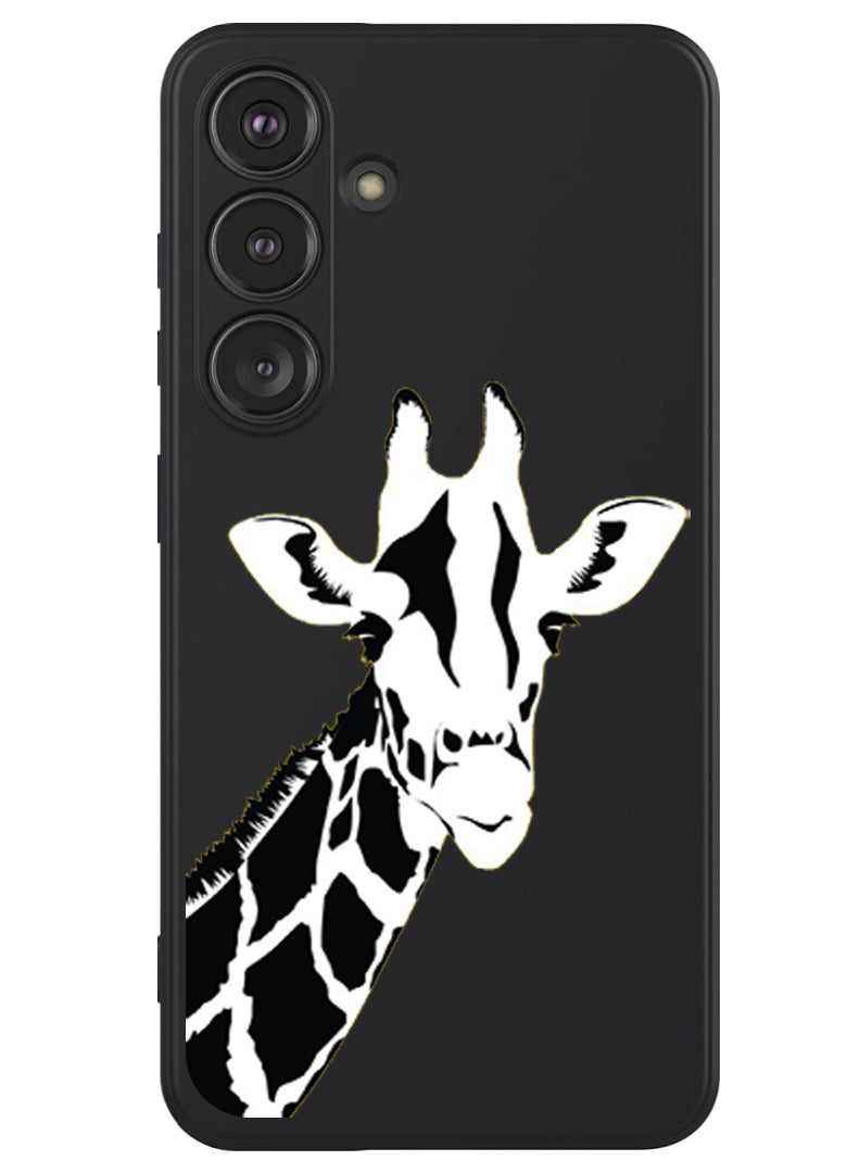 Theodor Protective Slim Fit Case Liquid Silicone Cover with Full Body Protection Anti-Scratch Shockproof Case For Samsung Galaxy S24 (Black) - Giraffe - Image 1