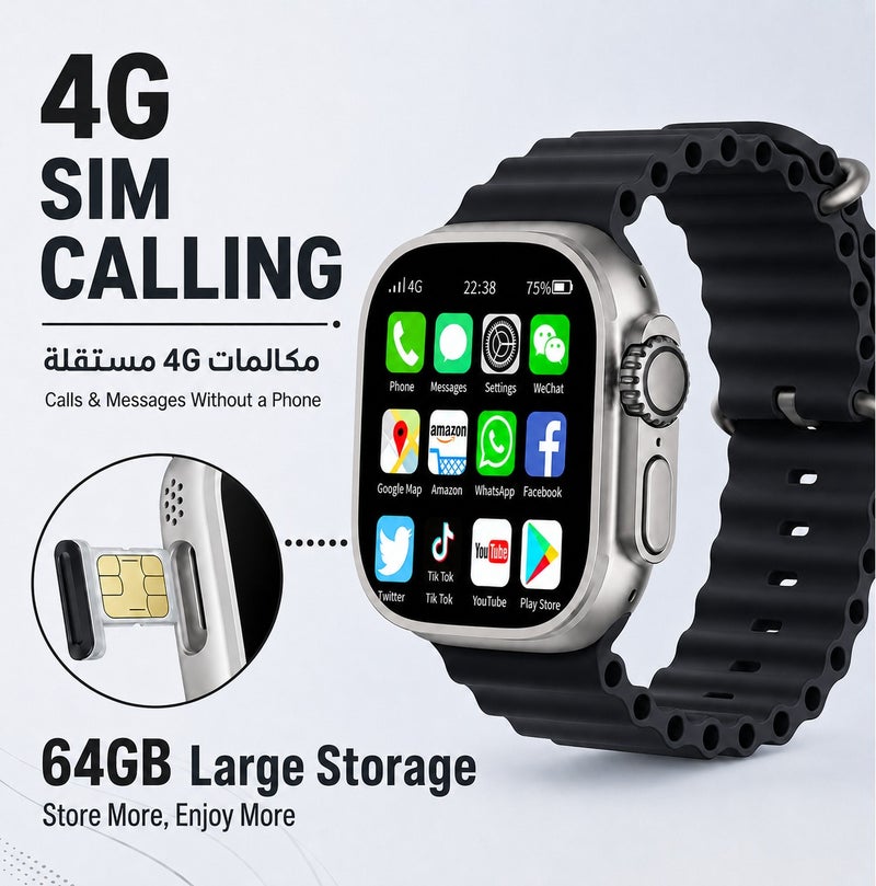 يو إل اتش واي سي ساعة ذكية 4G SIM 4GB Ram 64GB Rom 2.2 بوصة عرض دعم متجر Google تنزيل التطبيق المدمج في Wifi GPS بلوتوث جهاز تعقب اللياقة البدنية - Image 2