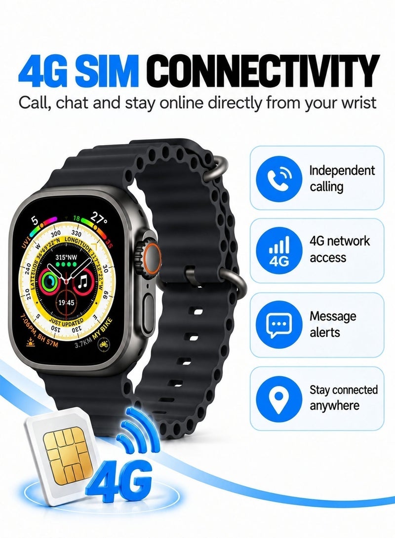 يو إل اتش واي سي ساعة ذكية 4G SIM 4GB Ram 64GB Rom 2.2 بوصة عرض دعم متجر Google تنزيل التطبيق المدمج في Wifi GPS بلوتوث جهاز تعقب اللياقة البدنية - Image 3