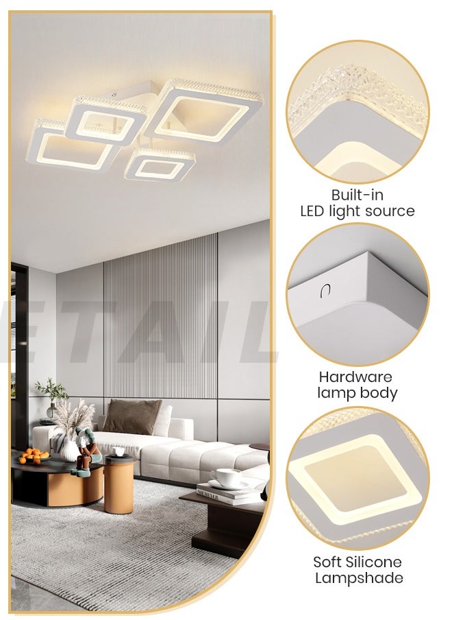 Modern LED Ceiling Light, 4-Square Design, 50W Flush Mount with Remote Control, Dimmable 3000K-6000K Lighting, White Acrylic Fixture for Bedroom, Living Room, and Dining Area (15-20㎡) - pzsku/Z5B1B3D5390A3E0F6812BZ/45/_/1732255263/0d3d6742-edb0-4f45-9b20-f15194f5ed49