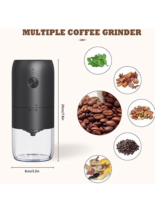 مانجي جلاخة القهوة الكهربائية المحمولة، جلاخة فول القهوة بلمسة واحدة، هزاز القهوة التلقائي القابل لإعادة الشحن للأعشاب المكسرات حبوب الفلفل (أسود) - Image 2