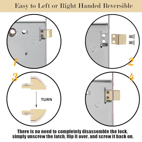 Newliplace Mortise Lock Set for Interior Door, Vintage Old Door Knobs with Lock and Skeleton Key, Antique Door Knobs Matte Black Finish - Image 3