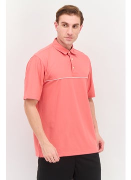 Greg Norman Men Sportswear Fit Solid Short Sleeve Training Polo Shirt, Coral  - Image 1