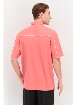 Greg Norman Men Sportswear Fit Solid Short Sleeve Training Polo Shirt, Coral  - Image 3