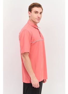 Greg Norman Men Sportswear Fit Solid Short Sleeve Training Polo Shirt, Coral  - Image 2