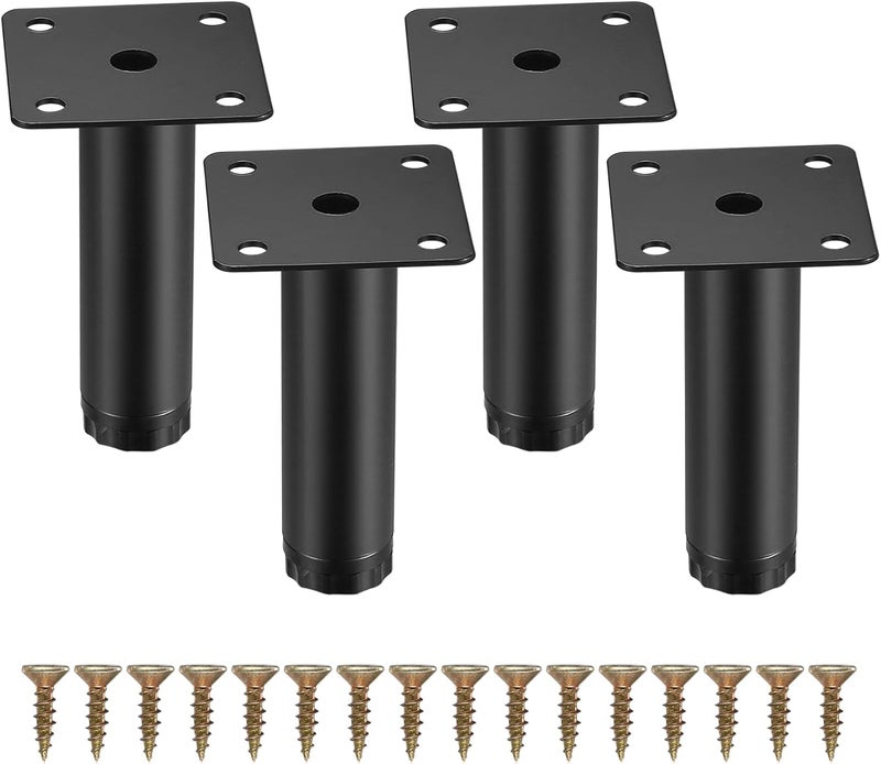 Fulushouxi 4 Pcs Furniture Legs, Metal Cabinet Legs, 3 inches/8 cm Adjustable Furniture Support Feet for Kitchen Shelves Sofa Table Chair Desk Cupboard Furniture Adjustable Legs Feet Foot - Image 1