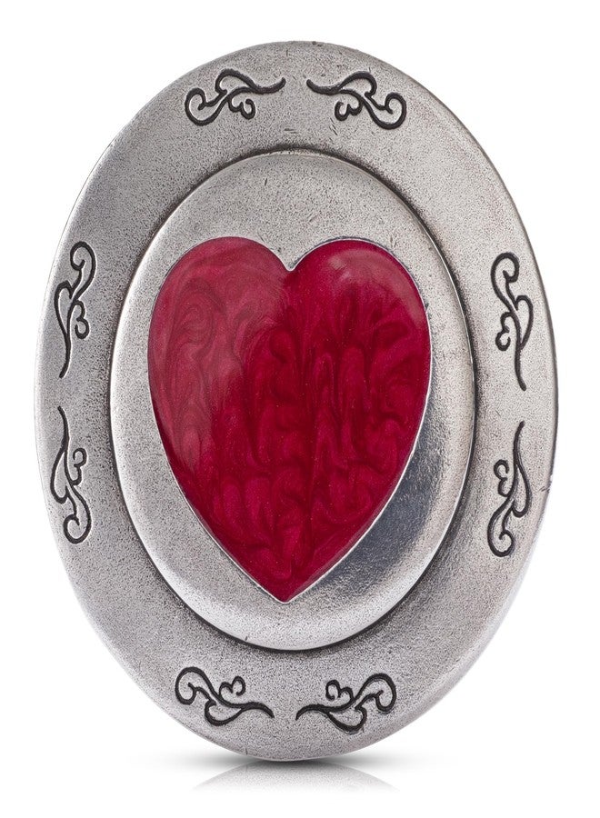 DANFORTH - Hearts Pewter Purse Mirror (Red) - 3 1/2 Inch Diameter - Gift Boxed - Image 1