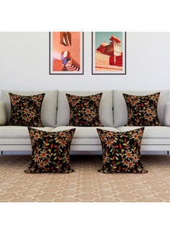 Kuber Industries Kuber Industries Cushion Cover | Pillow Covers for Sofa | Throw Cushion Cover | Polyester Cushion Covers | Embroidery Cushion Covers | Set of 5 | 16 Inch | Black  - Image 2