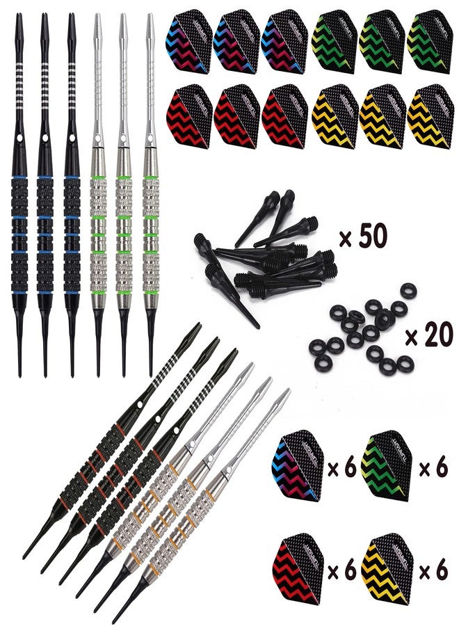 Turnart Darts Plastic Tip - Professional Soft Tip Darts Set for Electronic Dartboard 12 Pcs 18 Grams with 50 Extra Tips 24 Flights 2 Flight Protctors and Tool Kit Gift Darts (New) - Image 2