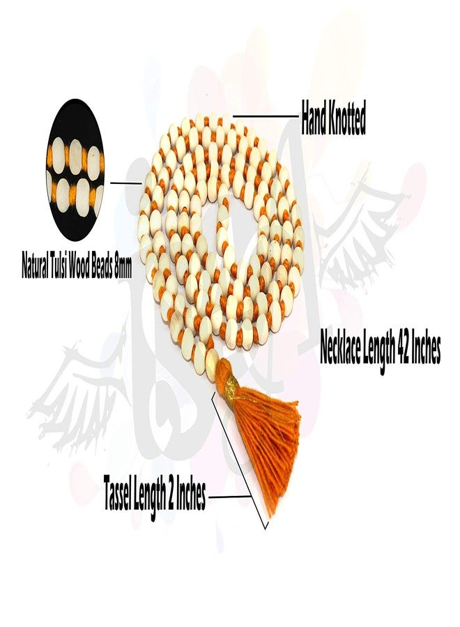 IS4A Natural Tulsi Wood Holy Basil Hare Krishna Mala 108+1 Hindu Japa Necklaces Meditation Beads Rosary - Image 4