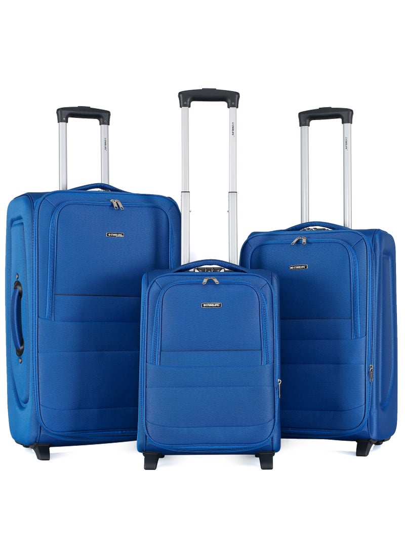 STARLIFE - Set of 3 Light Weight Polyester Trolley Luggage 2 Wheels With Number Lock 20,24,28 Inches - Image 1