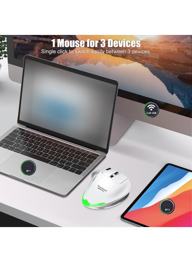 زيلوتس Trackball ماوس لاسلكي وضع مزدوج ماوس إيرغونومي ماوس RGB قابل للشحن اتصال جهاز 3 فأران التحكم بالإبهام لنظام التشغيل ويندوز أندرويد - Image 3