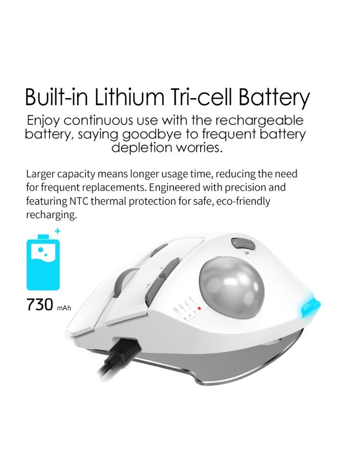 زيلوتس Trackball ماوس لاسلكي وضع مزدوج ماوس إيرغونومي ماوس RGB قابل للشحن اتصال جهاز 3 فأران التحكم بالإبهام لنظام التشغيل ويندوز أندرويد - Image 5