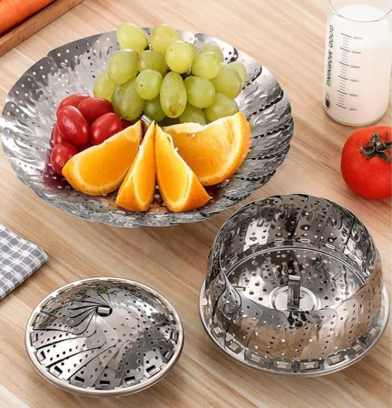 Krizkey Vegetable Steamer Basket Premium Stainless Steel Veggie Steamer Basket Folding Expandable Steamers. - Image 2