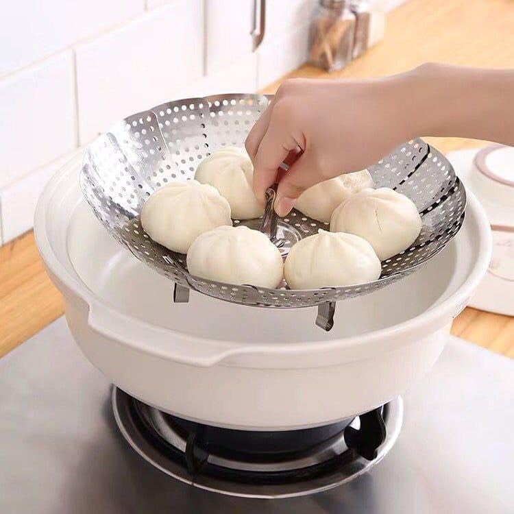 Krizkey Vegetable Steamer Basket Premium Stainless Steel Veggie Steamer Basket Folding Expandable Steamers. - Image 4