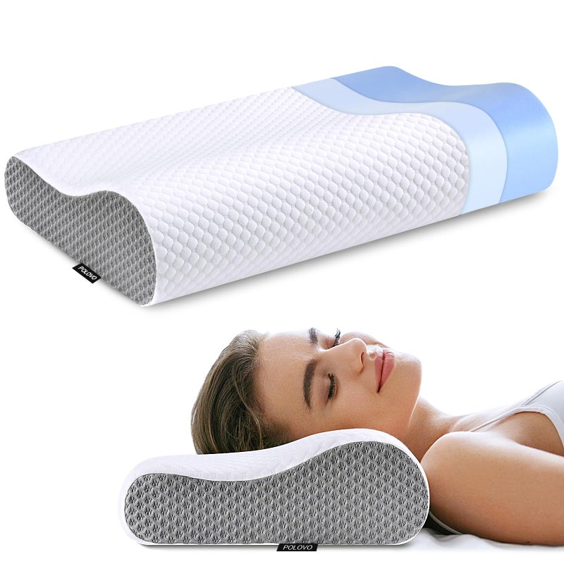 Neck Pillow Memory Foam for Pain Relief Bed Pillow for Sleeping Ergonomic Orthopedic Cervical for Neck and Shoulder Pain Side Back Stomach Sleeper