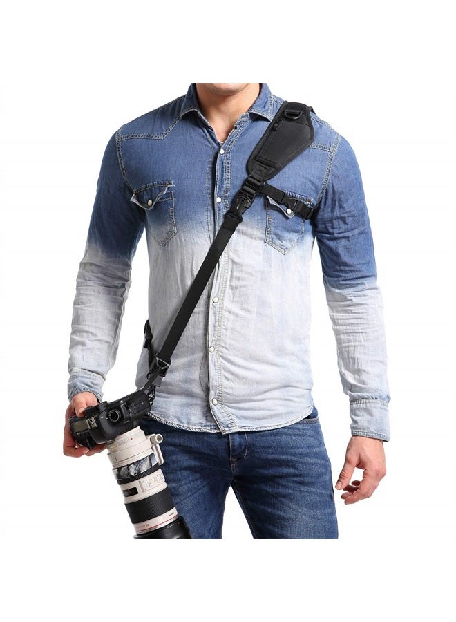 waka Camera Neck Strap with Quick Release, Safety Tether and Underarm Strap, Adjustable Camera Shoulder Sling Strap for Nikon Canon Sony Fuji DSLR Camera, Black - Image 1