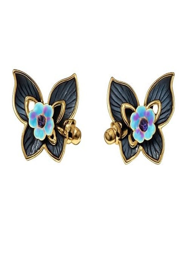 AMAAL Gold Plated Enamel Butterfly Pearl Stud Korean Earrings set for Women & Girls | Meenakari Western AD Ear rings for Wife| Jewellery for woman | Valentine Gift for Girlfriend couple 471 - Image 1