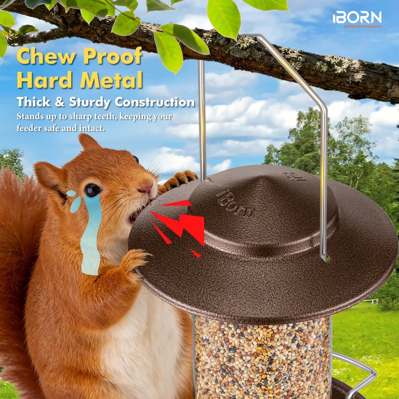 iBorn Bird Feeder Squirrel Proof Metal Squirrel Chew Proof Bird Feeders for Outdoors Hanging Outside for Cardinal, Holds 1.5LB Seed with 3 Perchs, Brushed Coffee (Seed is not Included) - Image 5