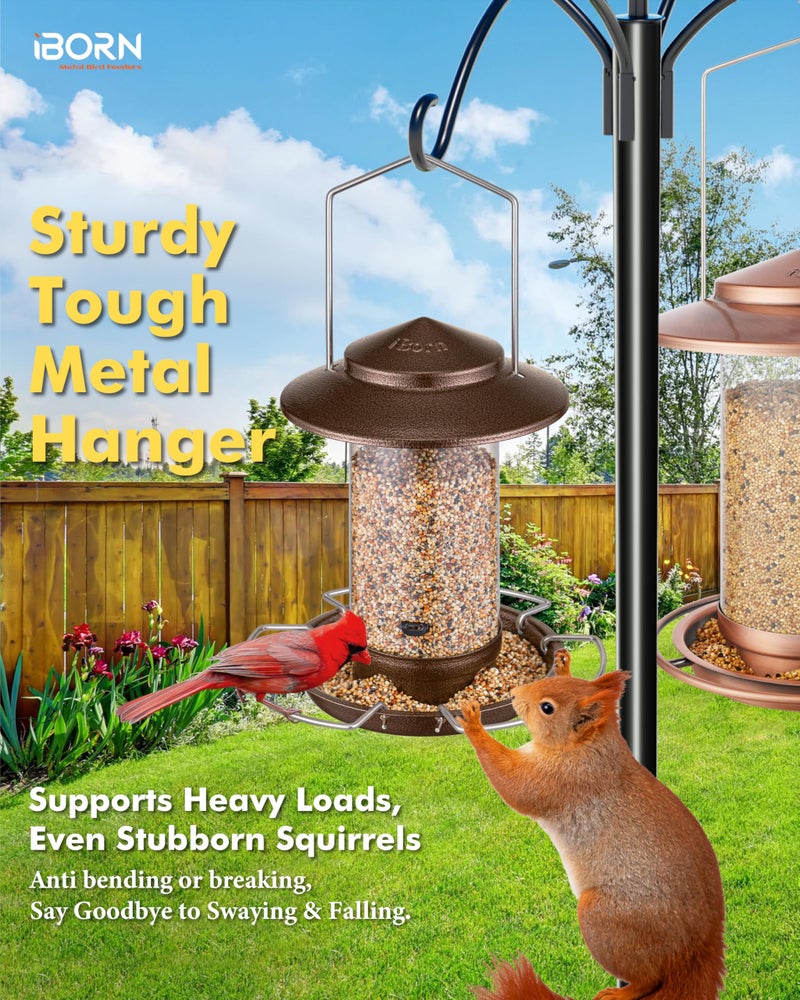 iBorn Bird Feeder Squirrel Proof Metal Squirrel Chew Proof Bird Feeders for Outdoors Hanging Outside for Cardinal, Holds 1.5LB Seed with 3 Perchs, Brushed Coffee (Seed is not Included) - Image 4