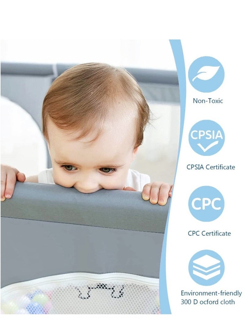 Bukela Extra Large Baby Playpen, Baby Play Yards with Anti-Slip Base, Safe Baby Playpen for Toddlers, Kids, and Babies, Indoor & Outdoor Kid Activity Center (150x180cm)-Grey - Image 3