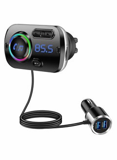 Y&D Bluetooth FM Transmitter for Car 5.0 Wireless Adapter with QC3.0 and 5V2.4A Dual Charging Port  - Image 1