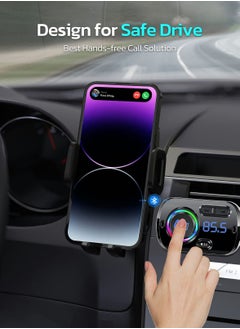 Y&D Bluetooth FM Transmitter for Car 5.0 Wireless Adapter with QC3.0 and 5V2.4A Dual Charging Port  - Image 4
