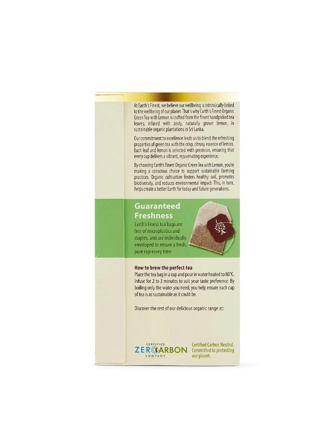إيرثس فاينيست شاي أخضر عضوي بالليمون 25 كيسًا بنكهة منعشة غني بمضادات الأكسدة طبيعي 100% 37.5 جرام - Image 2
