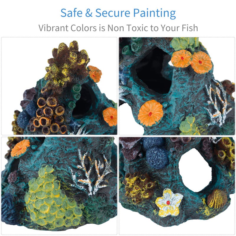 Uniclife Aquarium Decorations Resin Coral Rock Mountain Cave Fish Tank Decor Ornaments Fish House for Betta Rest Hide Play Breed - Image 4