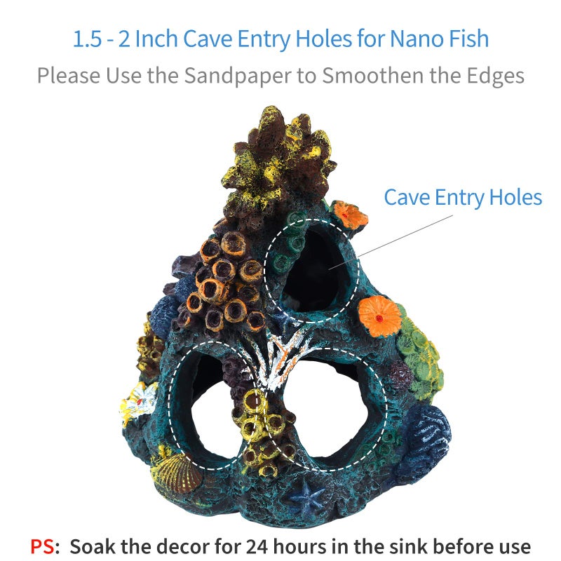 Uniclife Aquarium Decorations Resin Coral Rock Mountain Cave Fish Tank Decor Ornaments Fish House for Betta Rest Hide Play Breed - Image 3