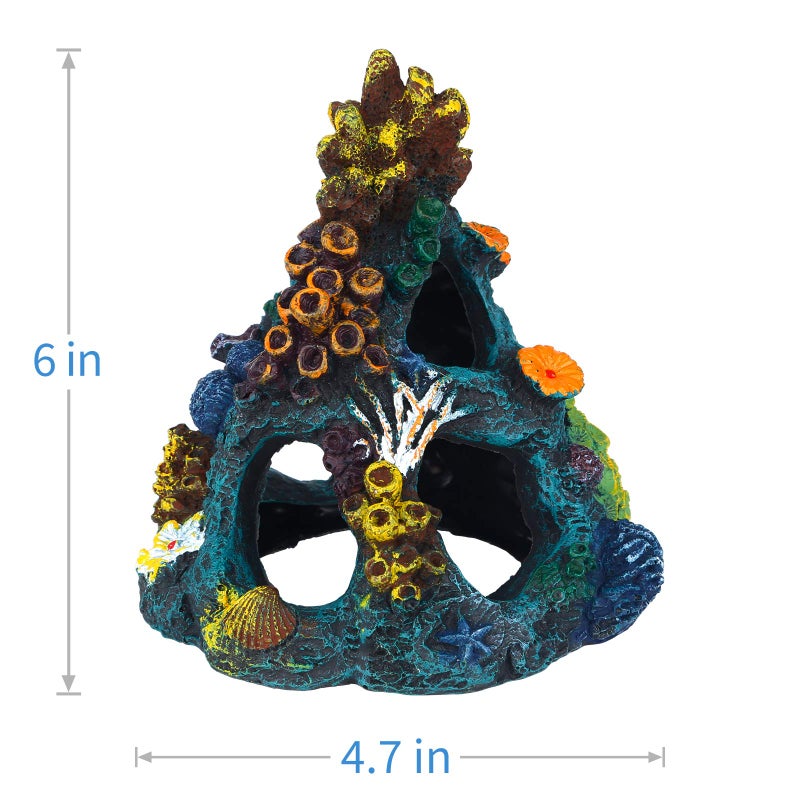 Uniclife Aquarium Decorations Resin Coral Rock Mountain Cave Fish Tank Decor Ornaments Fish House for Betta Rest Hide Play Breed - Image 2
