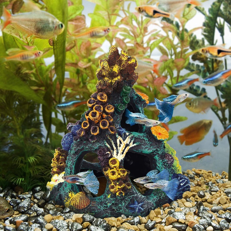 Uniclife Aquarium Decorations Resin Coral Rock Mountain Cave Fish Tank Decor Ornaments Fish House for Betta Rest Hide Play Breed - Image 5