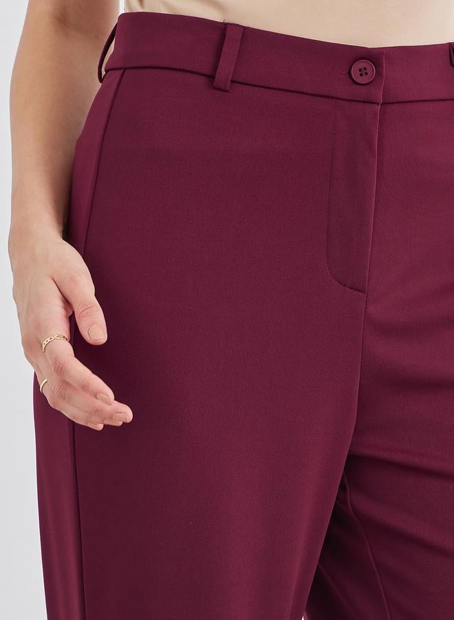 Styli Solid Flat Front Flared Pants - Image 3