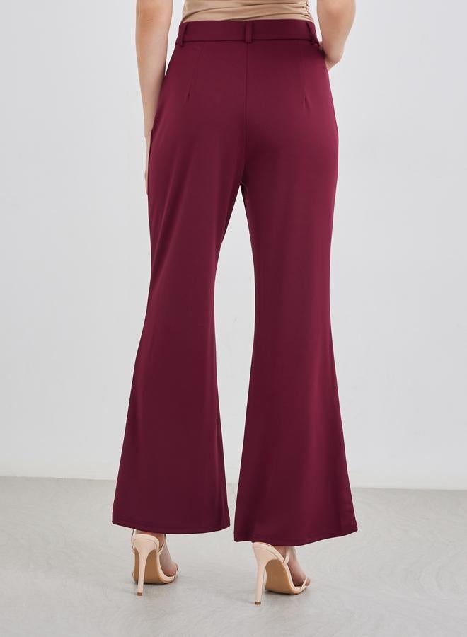 Styli Solid Flat Front Flared Pants - Image 4