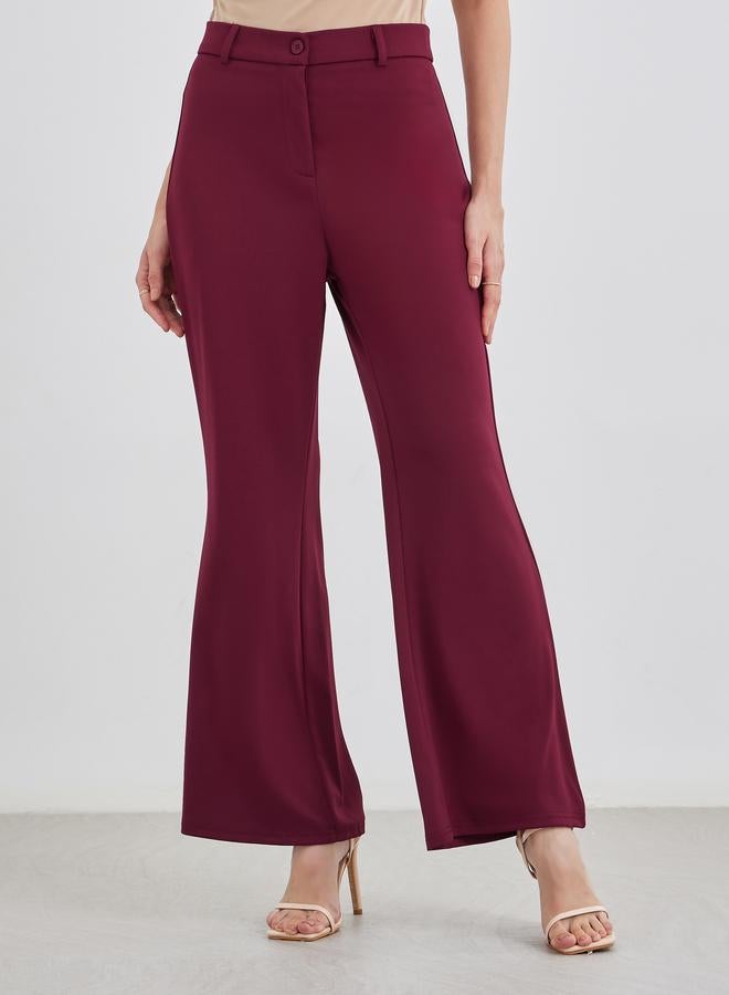 Styli Solid Flat Front Flared Pants - Image 2