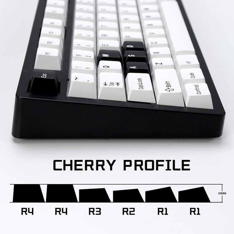 KBDiy Bow PBT Double Shot Keycap Set,174 Keys White and Black Custom Key Cap Keycaps 60 Percent Cherry Profile Keycaps for 61/64/68/84/87/100/104/108 Mechanical Keyboard - Image 3